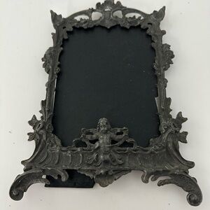 Antique Ornate Cherub Black Metal Picture Frame